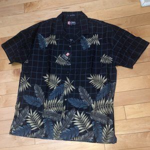 NWT Vintage 90s Ralph Lauren Chaps Hawaiian Leaf Floral Short Sleeve Shirt L